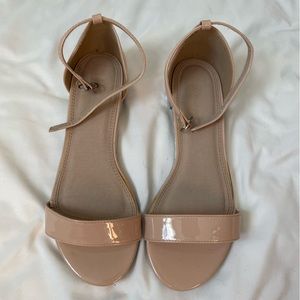 Patent Leather Nude Crystal Flats